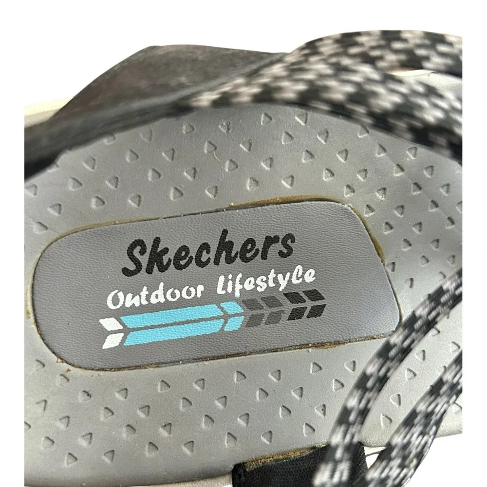 SKECHERS Reggae Cup Oh Snap Sport Sandal Women Size 8 Black Stretch Strappy